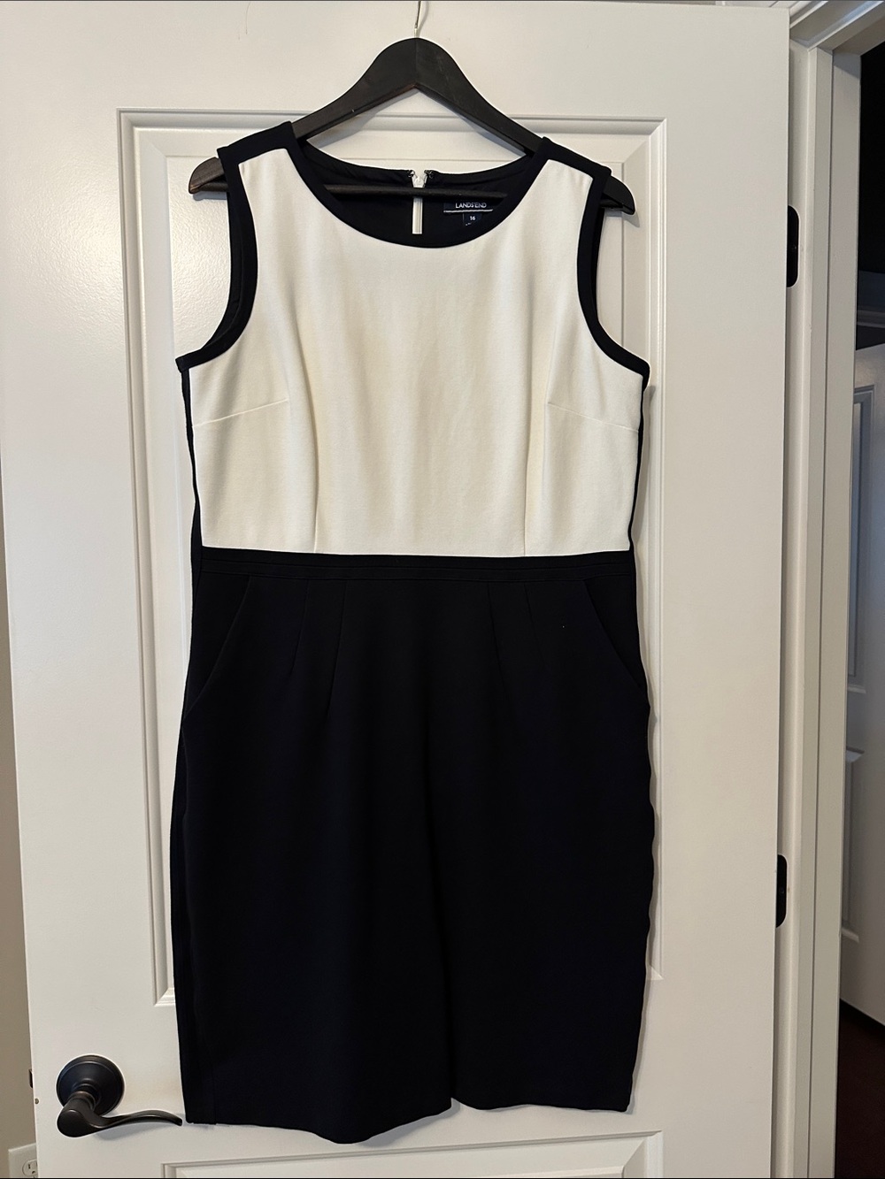 Land’s End  Black and White Colorblock Sheath Dress
